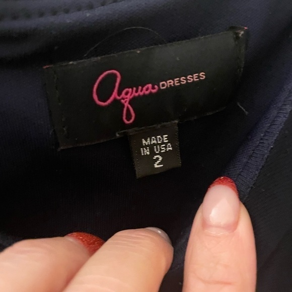 Aqua black dress with sheer pearled waist design size 2 - Picture 6 of 9